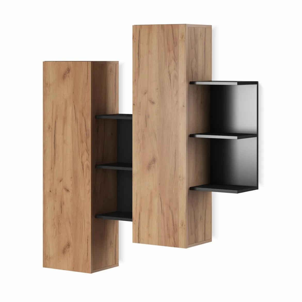 Parete soggiorno KELY Anthracite finitura Rovere dorato Antracite H172 L260 P44
