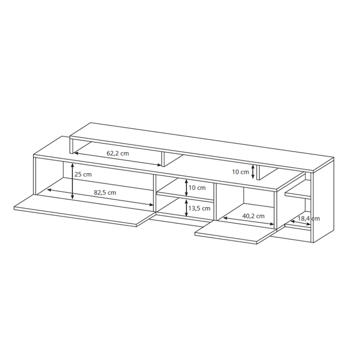 Parete soggiorno KELY WHITE finitura Rovere Crudo Bianco opaco H172 L260 P44