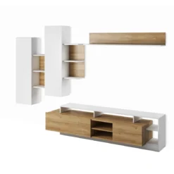 Parete soggiorno KELY WHITE finitura Rovere Crudo Bianco opaco H172 L260 P44