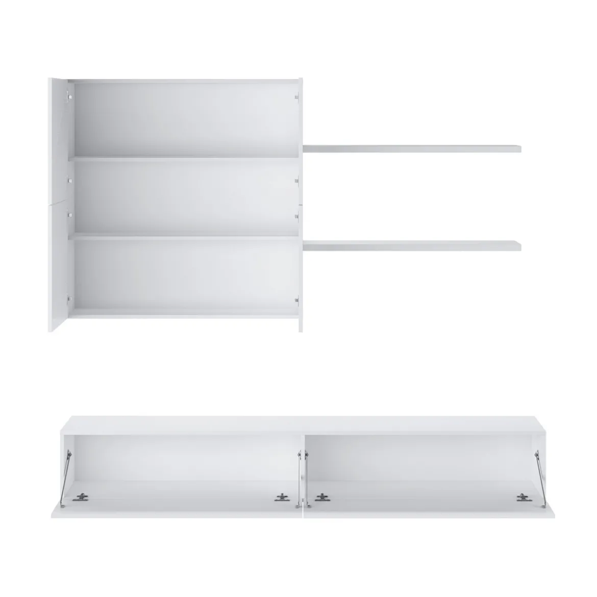 Parete soggiorno TONYA TOTAL WHITE finitura Larice Bianco a poro aperto cm H194 L200 P395