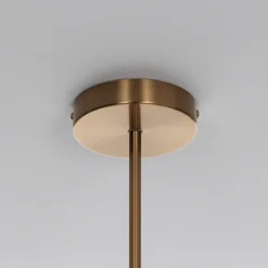 Party evo clear lampadario acciaio verniciato ottone anticato opaco sfere in vetro trasparente cm l95 p155 h90