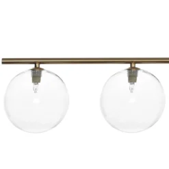 Party evo clear lampadario acciaio verniciato ottone anticato opaco sfere in vetro trasparente cm l95 p155 h90