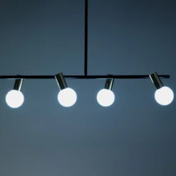 Party lampadario in metallo nero e oro paralumi direzionabili in vetro bianco opaco 94x12 h90 cm