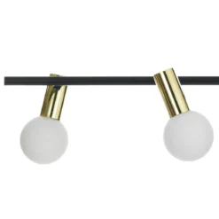 Party lampadario in metallo nero e oro paralumi direzionabili in vetro bianco opaco 94x12 h90 cm