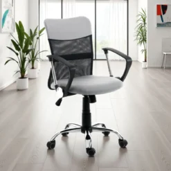 Pasadena sedia da ufficio regolabile e girevole in tessuto colore grigio con ruote 58x57 h90/100 cm