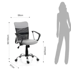 Pasadena sedia da ufficio regolabile e girevole in tessuto colore grigio con ruote 58x57 h90/100 cm