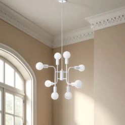 Paul lampadario in metallo bianco opaco filo regolabile 59x59 h43 cm