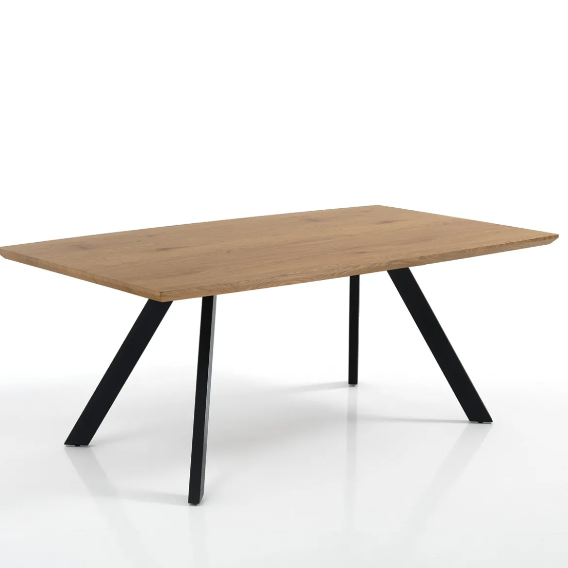 Pejo Tavolo fisso in Legno finitura Rovere con gambe in Acciaio Nero Opaco, 160 x 90 x h 76 cm