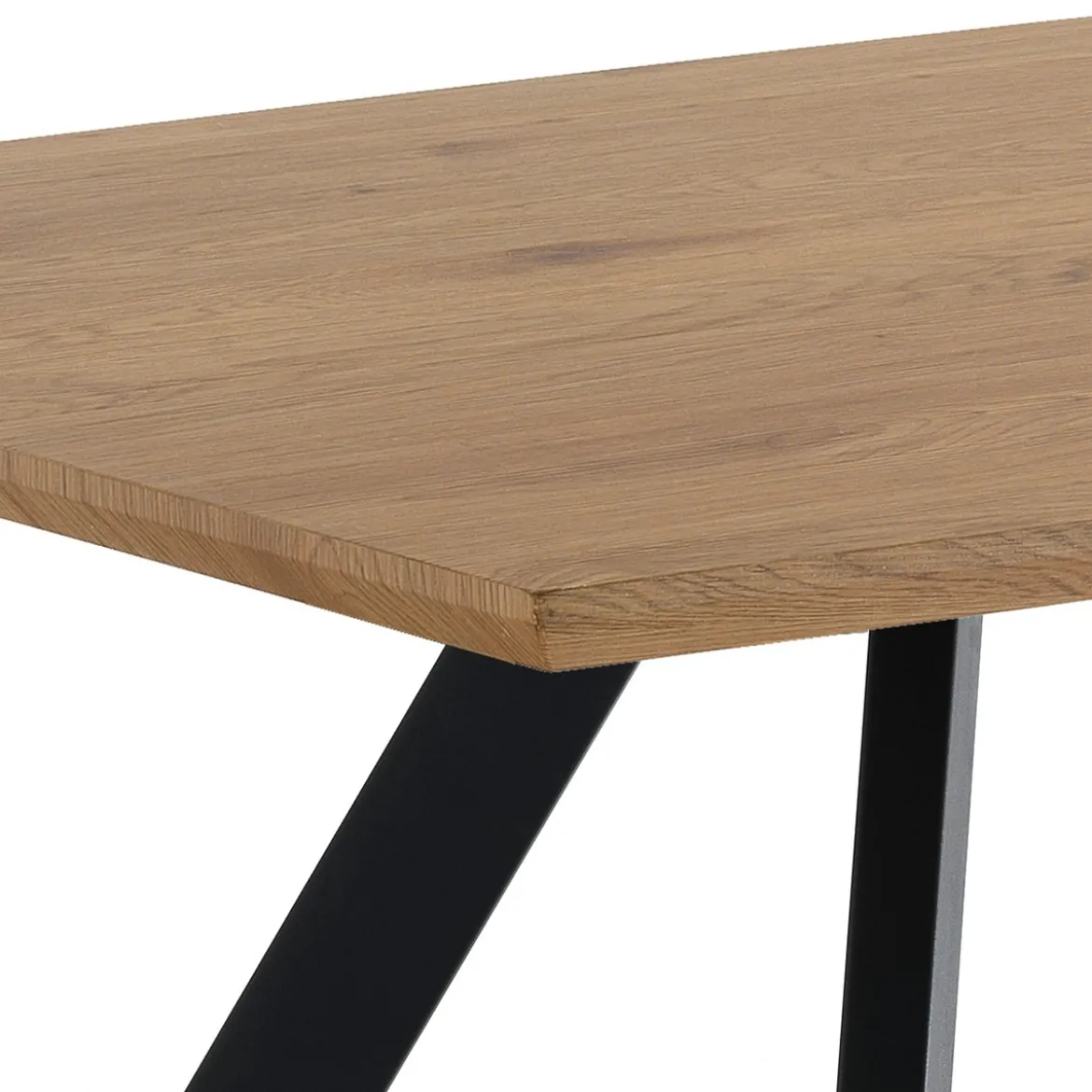 Pejo Tavolo fisso in Legno finitura Rovere con gambe in Acciaio Nero Opaco, 160 x 90 x h 76 cm