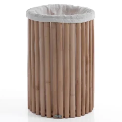 Perlis cesto biancheria in rattan e cotone bianco d40h61 cm