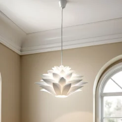 Petalo lampadario in polipropilene bianco con filo regolabile d50 h29 cm