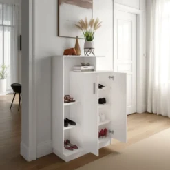 Petra scarpiera / libreria / dispensa finitura larice bianco 90x34.5xh140 cm