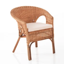 Pienza set living da interno/esterno portonovo in rattan colore naturale 2 poltrone con cuscini in cotone e tavolino