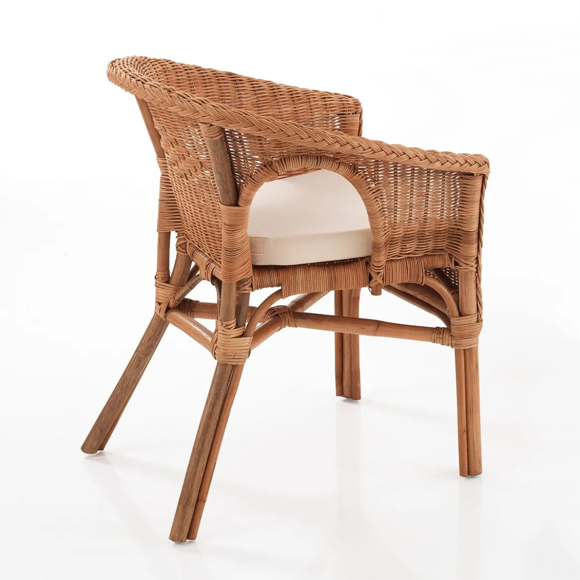 Pienza set living da interno/esterno portonovo in rattan colore naturale 2 poltrone con cuscini in cotone e tavolino