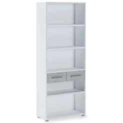 Pier big libreria alta finitura larice bianco e frontali cemento 80x35.5xh201 cm