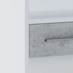 Pier big libreria alta finitura larice bianco e frontali cemento 80x35.5xh201 cm