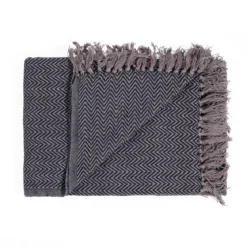 Pier grey plaid cotone colore grigio blu teal dimensioni 135x190 cm