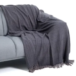 Pier grey plaid cotone colore grigio blu teal dimensioni 135x190 cm