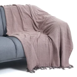 Pier pink plaid cotone colore grigio rosa dimensioni 135x190 cm
