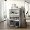 Pier small libreria bassa finitura larice bianco e frontali cemento 80x35.5xh123 cm
