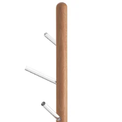 Pin appendiabiti in acciaio cromato legno massello rovere e acrilico trasparente h180xd33 cm