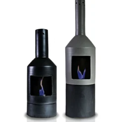Pipe camino a bioetanolo in ceramica realizzato a mano non necessita di canna fumaria colore piombo cm h70 d25 made in italy