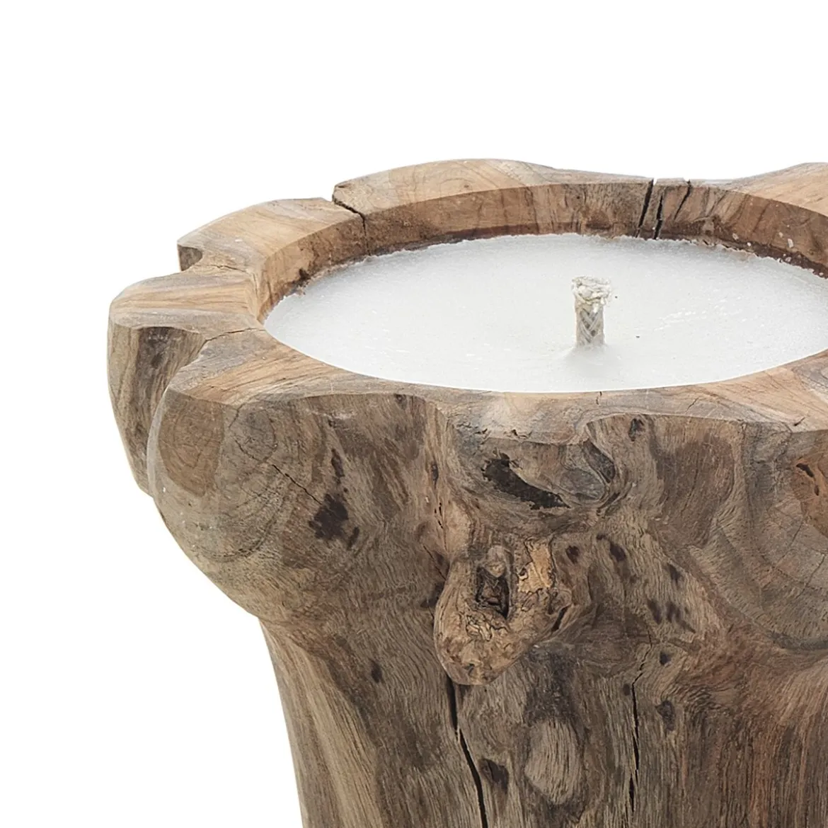 Pit set 3 candele in legno riciclato d20xh18 d22xh25 d25xh35 cm