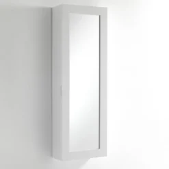 Platico pensile con asse da stiro laccato bianco opaco anta con specchio h120 l40 p18 cm