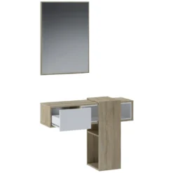Play Wood mobile Ingresso Sospeso con Specchio e cassetto finitura Rovere, 100 x 31.2 x h 75 cm