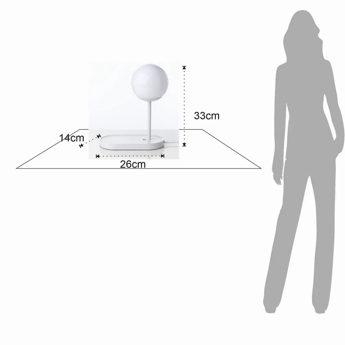 Pogo gigo lampada da tavolo in acciaio bianco opaco accensione touch con presa usb 26x14 h33 cm