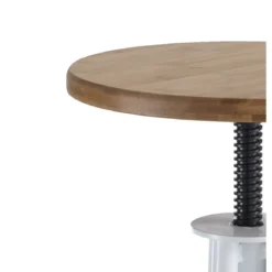 Pojo sgabello regolabile a vite legno finitura rovere e metallo bianco lucido 45x45xh63-83 cm