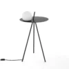 Polo lampada / tavolino / comodino acciaio nero opaco con lampada in vetro integrata d42xh70 cm