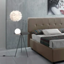 Polo lampada / tavolino / comodino acciaio nero opaco con lampada in vetro integrata d42xh70 cm