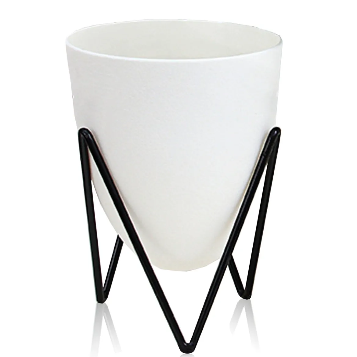 Poppy large vaso autoinnaffiante per esterno e interno ninfa large bianco opaco e acciaio nero opaco d19xh23 cm