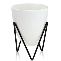 Poppy small vaso autoinnaffiante per esterno e interno ninfa small bianco opaco e acciaio nero opaco d11.5xh13 cm