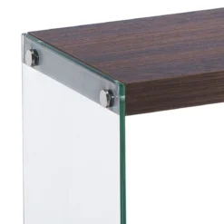 Porta TV NANCY DARK WOOD vetro temperato ripiani legno MDF noce scuro H45 L120 P29,5
