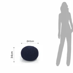 Posh navy pouf 100% cotone blu scuro d43xh34 cm