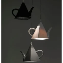 Pot lampadario in resina nera bianca e grigia h100 d35 cm