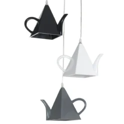 Pot lampadario in resina nera bianca e grigia h100 d35 cm
