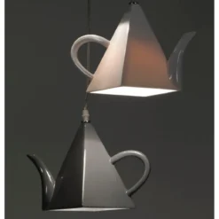 Pot lampadario in resina nera bianca e grigia h100 d35 cm
