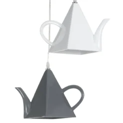 Pot lampadario in resina nera bianca e grigia h100 d35 cm