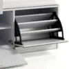 Pratiko-a scarpiera / panca in mdf laccata bianco opaco 2 ante a specchio e 1 cassetto 90x34xh85 cm