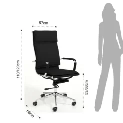 Premier black sedia da ufficio regolabile e girevole in pelle sintetica nera con ruote 57x66 h110/120 cm