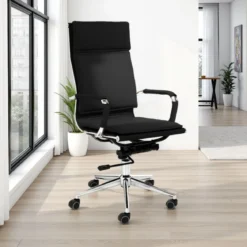 Premier black sedia da ufficio regolabile e girevole in pelle sintetica nera con ruote 57x66 h110/120 cm