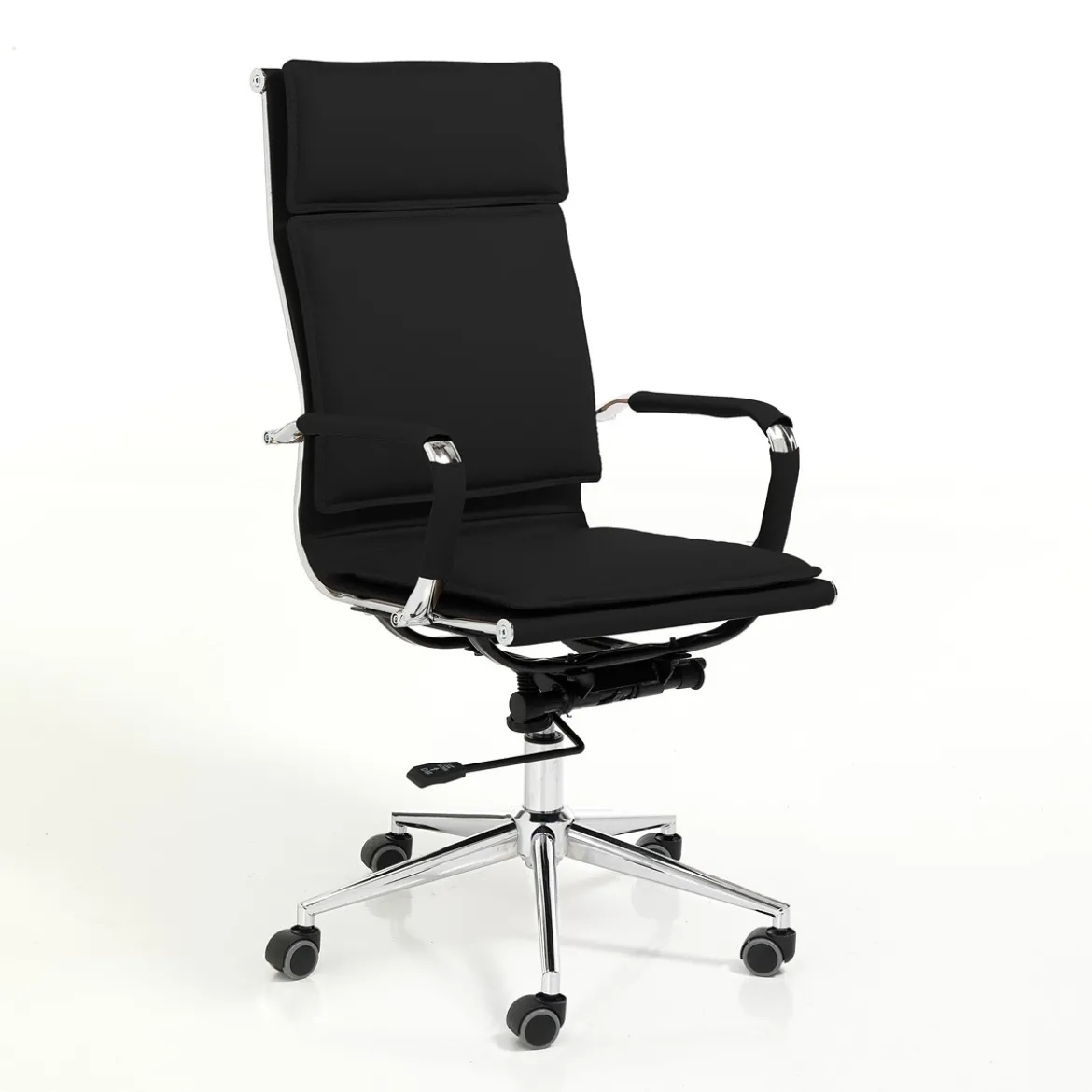 Premier black sedia da ufficio regolabile e girevole in pelle sintetica nera con ruote 57x66 h110/120 cm