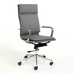 Premier grey poltrona da ufficio regolabile e girevole in pelle sintetica grigia con ruote 57x66 h110/120 cm