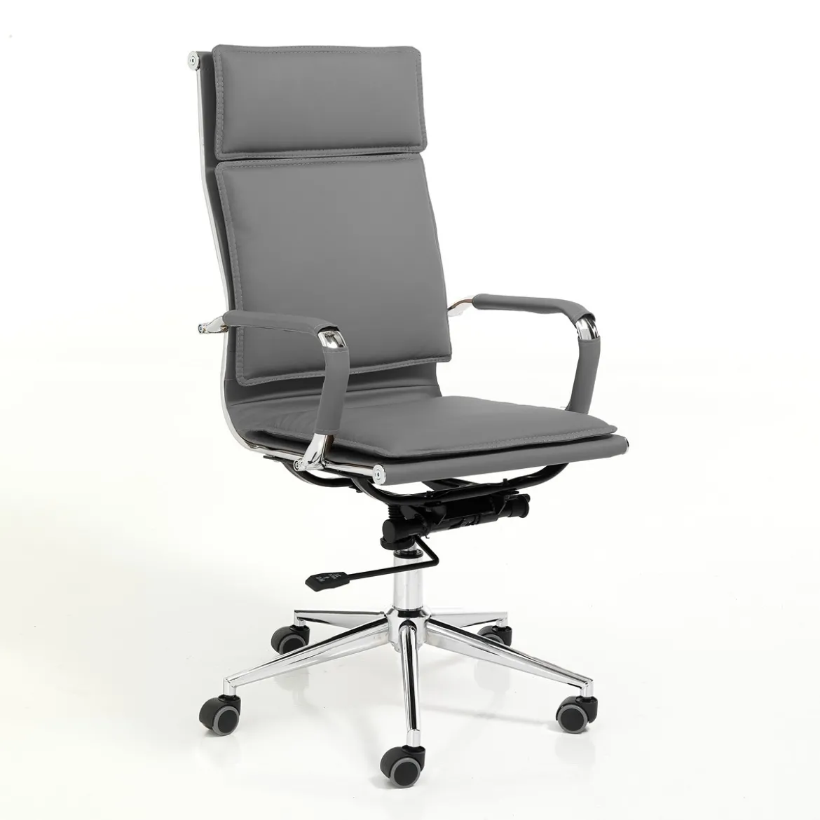 Premier grey poltrona da ufficio regolabile e girevole in pelle sintetica grigia con ruote 57x66 h110/120 cm
