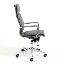 Premier grey poltrona da ufficio regolabile e girevole in pelle sintetica grigia con ruote 57x66 h110/120 cm