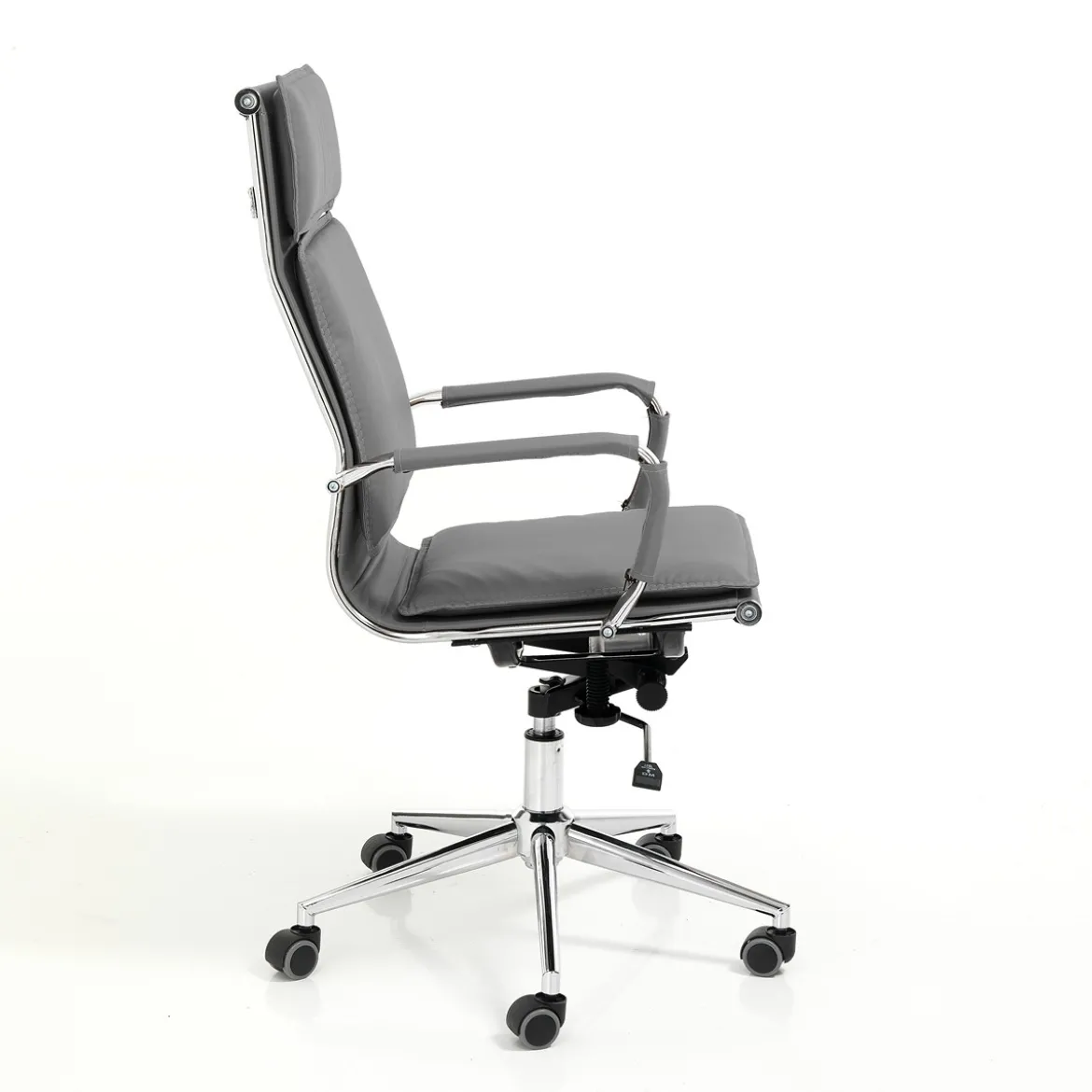 Premier grey poltrona da ufficio regolabile e girevole in pelle sintetica grigia con ruote 57x66 h110/120 cm