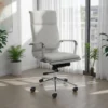 Premier white sedia da ufficio regolabile e girevole in pelle sintetica bianca con ruote 57x66 h110/120 cm
